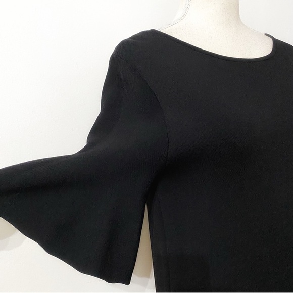 Massimo DUTTI BLACK SHORT BELL SLEEVE BOAT NECK SHIFT DRESS - M - Picture 4 of 8